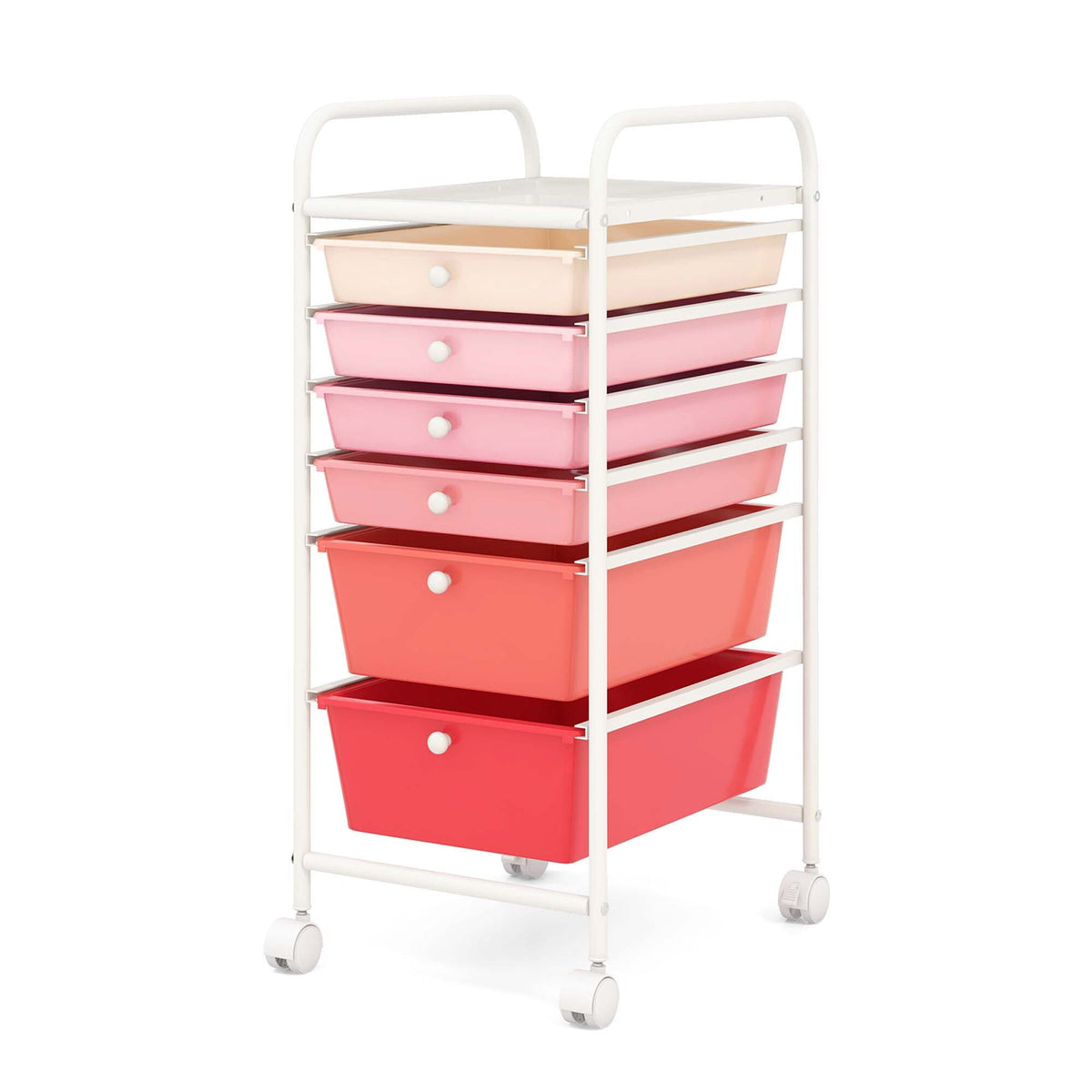 Costway White Metal Base with Plastic Metal Top Rolling Kitchen Cart (17-in x 13.5-in x 30-in)