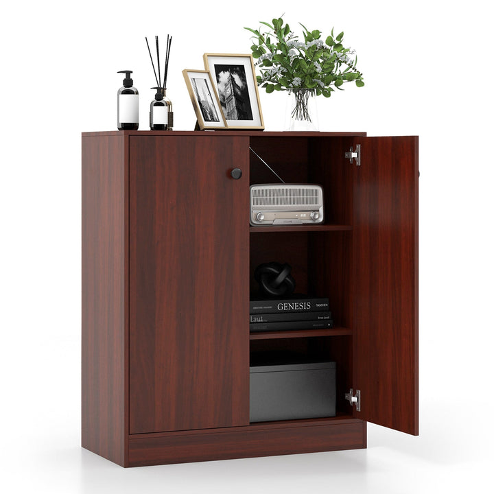 Costway 13.5-in W x 33.5-in H Wood Brown Freestanding Utility Storage Cabinet