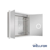 WELLFOR 48-in x 32-in x 5.6-in Silver Soft Close Bathroom Wall Cabinet
