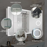 WELLFOR 48-in x 32-in x 5.6-in Silver Soft Close Bathroom Wall Cabinet