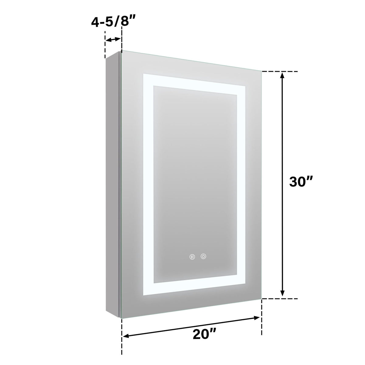 WELLFOR 20-in x 30-in x 4.6-in Silver Soft Close Bathroom Wall Cabinet