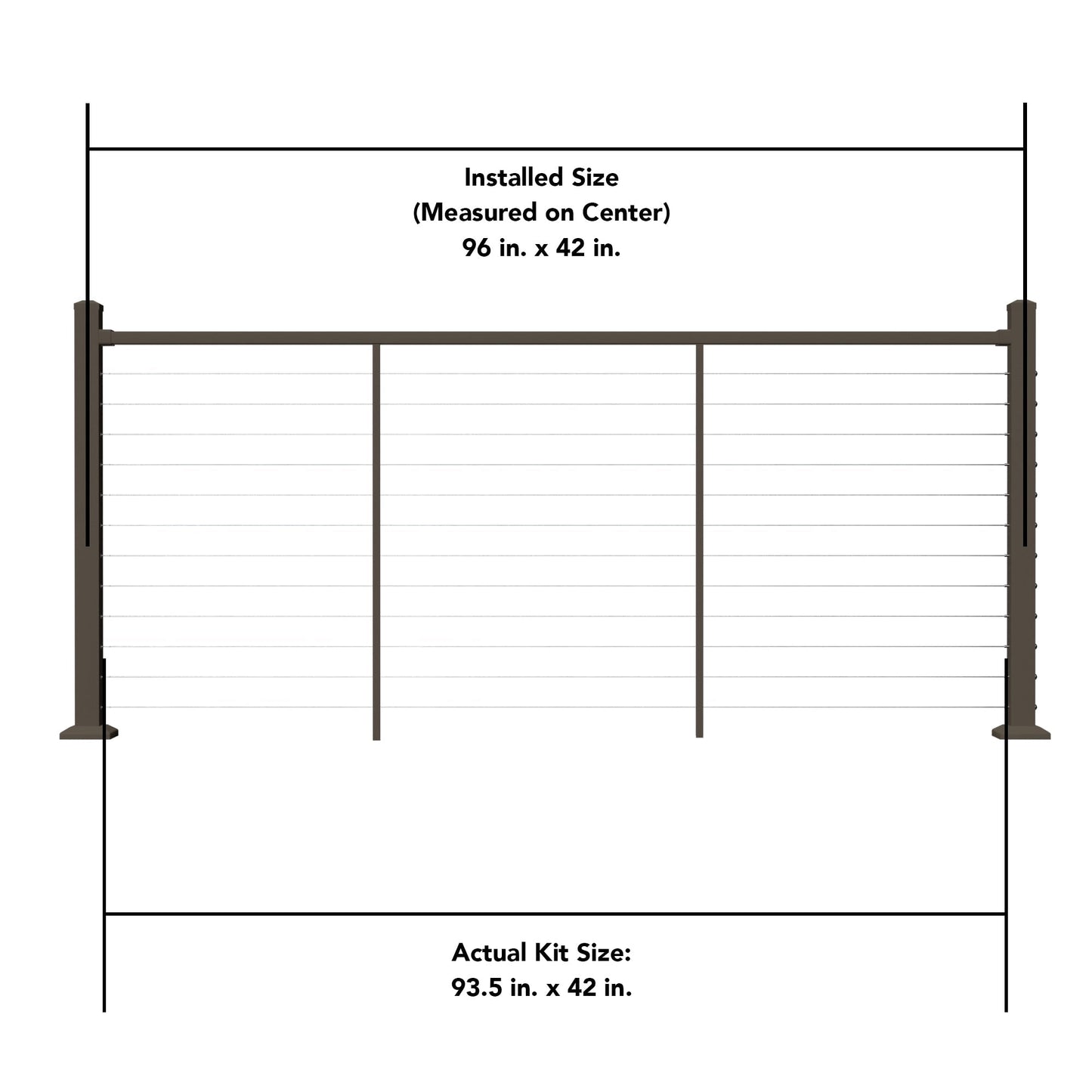 Deckorators Contemporary Cable 8-ft x 42-in Textured Bronze Aluminum Deck Cable Rail Kit