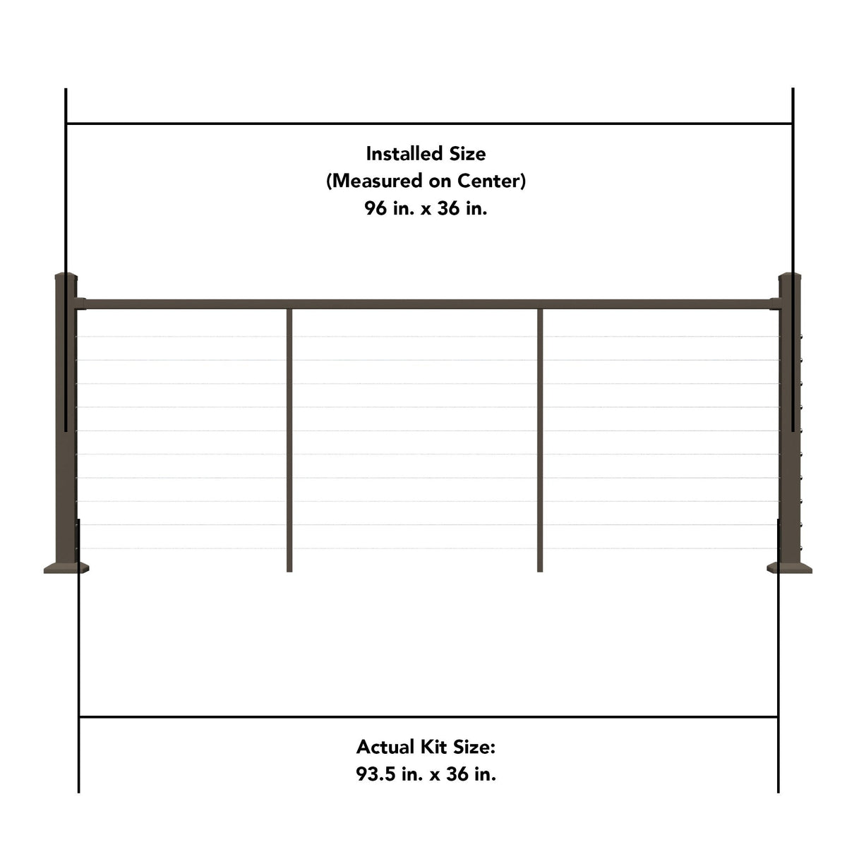 Deckorators Contemporary Cable 8-ft x 36-in Textured Bronze Aluminum Deck Cable Rail Kit