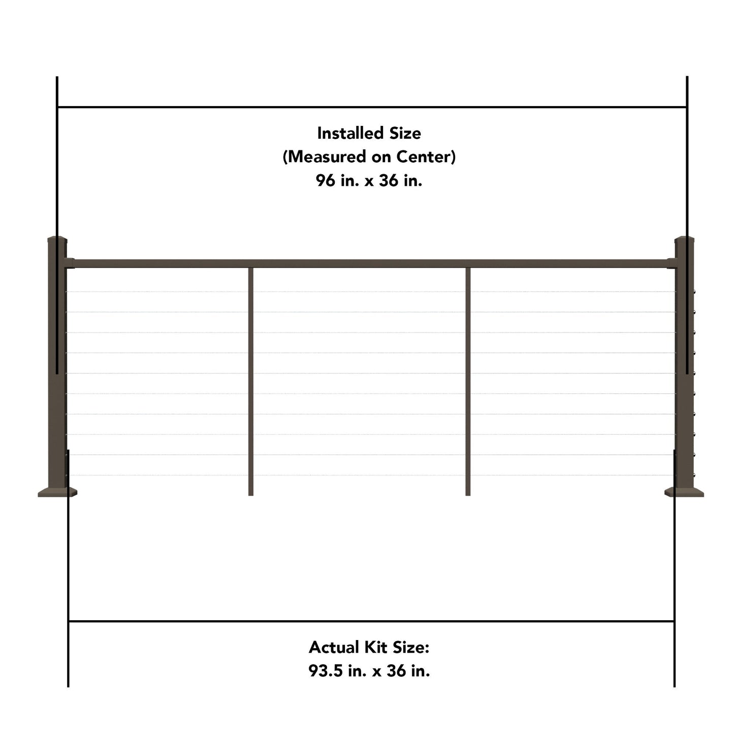 Deckorators Contemporary Cable 8-ft x 36-in Textured Bronze Aluminum Deck Cable Rail Kit
