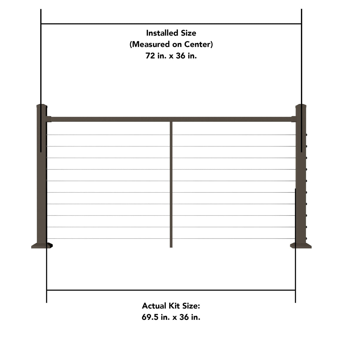 Deckorators Contemporary Cable 6-ft x 36-in Textured Bronze Aluminum Deck Cable Rail Kit