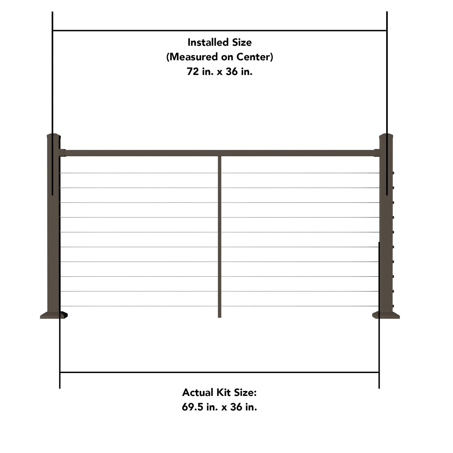 Deckorators Contemporary Cable 6-ft x 36-in Textured Bronze Aluminum Deck Cable Rail Kit
