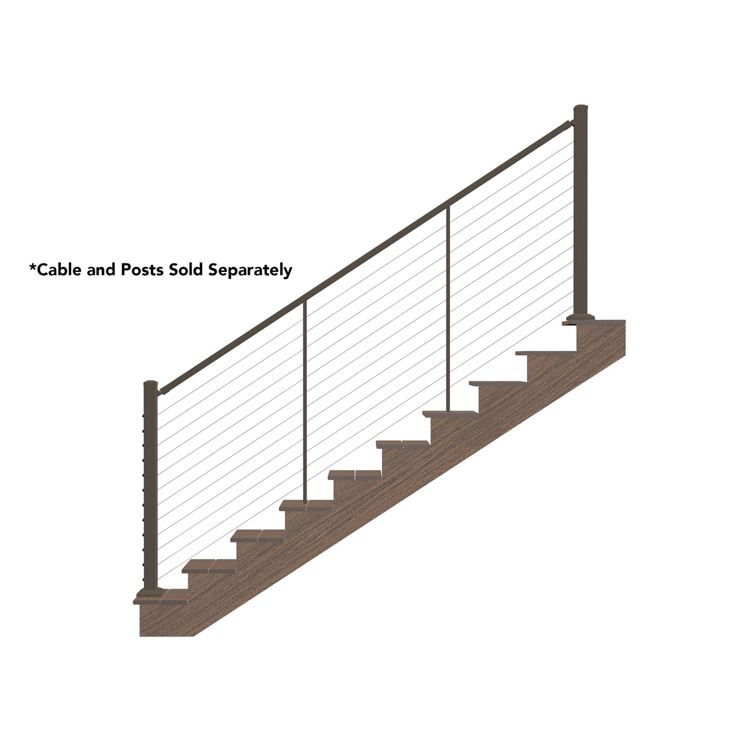 Deckorators Contemporary Cable 8-ft x 2-in Textured Bronze Aluminum Deck Stair Cable Rail Kit