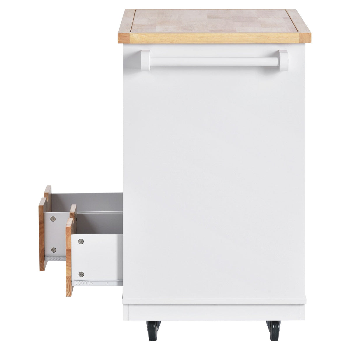 Xspracer White Mdf Base with Wood Top Rolling Kitchen Island (22-in x 46-in x 36-in)