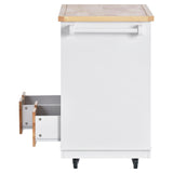 Xspracer White Mdf Base with Wood Top Rolling Kitchen Island (22-in x 46-in x 36-in)