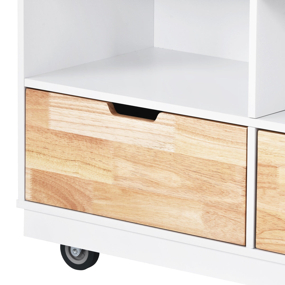 Xspracer White Mdf Base with Wood Top Rolling Kitchen Island (22-in x 46-in x 36-in)