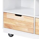 Xspracer White Mdf Base with Wood Top Rolling Kitchen Island (22-in x 46-in x 36-in)