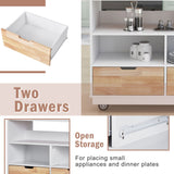 Xspracer White Mdf Base with Wood Top Rolling Kitchen Island (22-in x 46-in x 36-in)