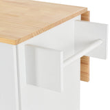 Xspracer White Mdf Base with Wood Top Rolling Kitchen Island (30-in x 53-in x 37-in)