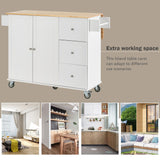 Xspracer White Mdf Base with Wood Top Rolling Kitchen Island (30-in x 53-in x 37-in)