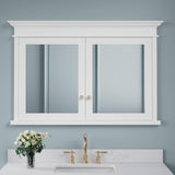 Forclover 48-in x 32-in Recessed Mount White Mirrored Soft Close Medicine Cabinet