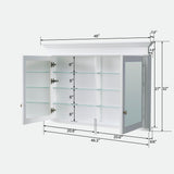 Forclover 48-in x 32-in Recessed Mount White Mirrored Soft Close Medicine Cabinet