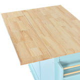 Xspracer Green Mdf Base with Wood Top Rolling Kitchen Island (21-in x 52-in x 37-in)