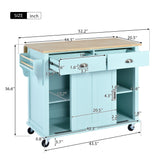 Xspracer Green Mdf Base with Wood Top Rolling Kitchen Island (21-in x 52-in x 37-in)