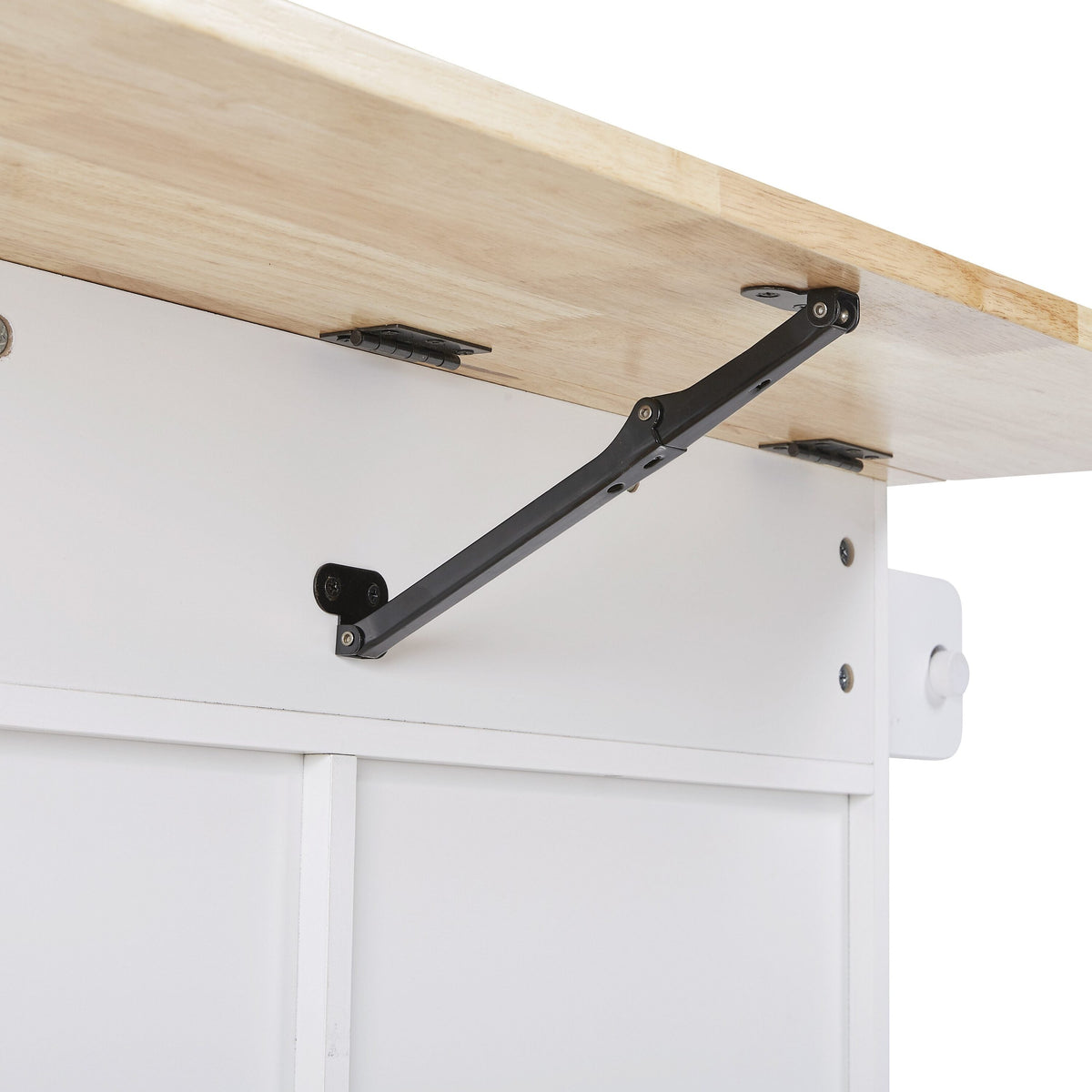 Xspracer White Mdf Base with Wood Top Rolling Kitchen Island (26-in x 39-in x 34-in)
