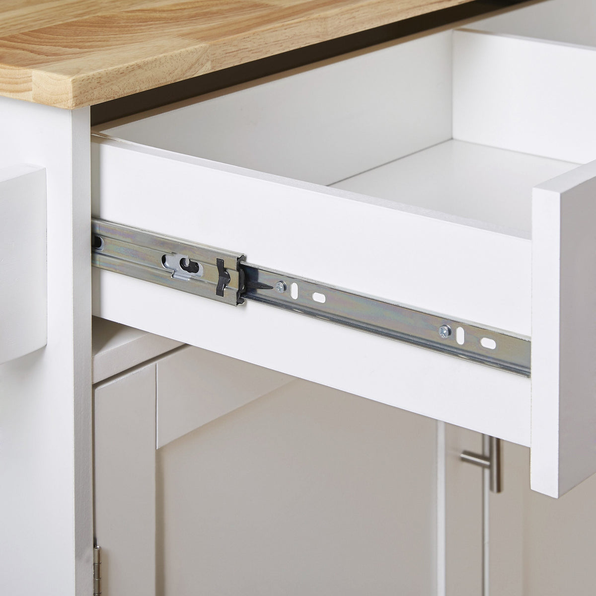 Xspracer White Mdf Base with Wood Top Rolling Kitchen Island (26-in x 39-in x 34-in)