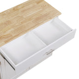 Xspracer White Mdf Base with Wood Top Rolling Kitchen Island (26-in x 39-in x 34-in)