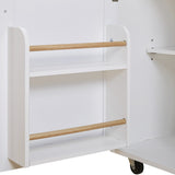 Xspracer White Mdf Base with Wood Top Rolling Kitchen Island (26-in x 39-in x 34-in)