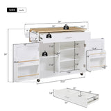 Xspracer White Mdf Base with Wood Top Rolling Kitchen Island (26-in x 39-in x 34-in)