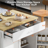 Xspracer White Mdf Base with Wood Top Rolling Kitchen Island (26-in x 39-in x 34-in)