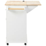 Xspracer White Mdf Base with Wood Top Rolling Kitchen Island (29-in x 40-in x 34-in)