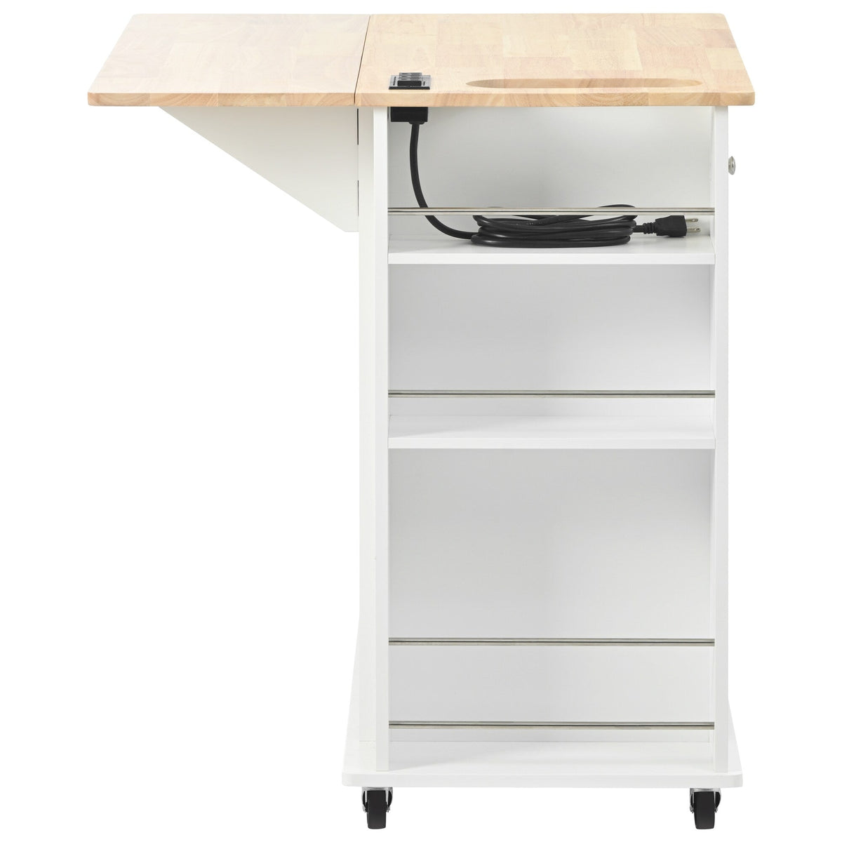 Xspracer White Mdf Base with Wood Top Rolling Kitchen Island (29-in x 40-in x 34-in)