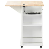 Xspracer White Mdf Base with Wood Top Rolling Kitchen Island (29-in x 40-in x 34-in)