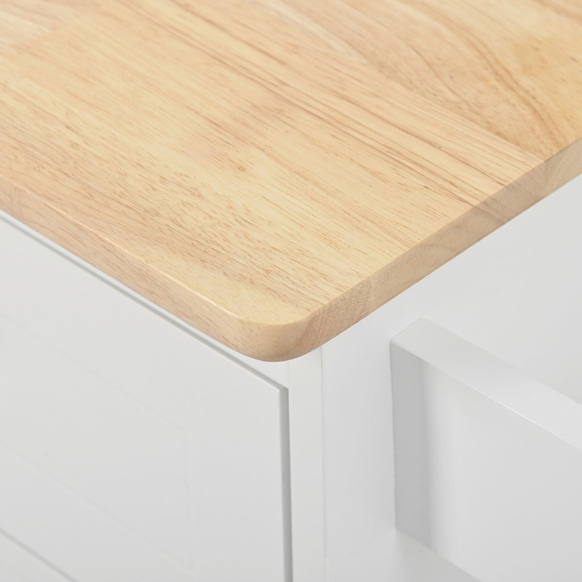 Xspracer White Mdf Base with Wood Top Rolling Kitchen Island (29-in x 40-in x 34-in)