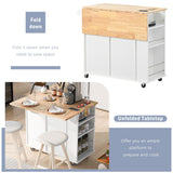 Xspracer White Mdf Base with Wood Top Rolling Kitchen Island (29-in x 40-in x 34-in)