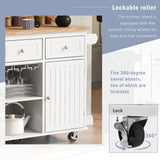 Xspracer White Mdf Base with Wood Top Rolling Kitchen Island (29-in x 40-in x 34-in)