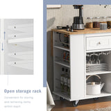 Xspracer White Mdf Base with Wood Top Rolling Kitchen Island (29-in x 40-in x 34-in)