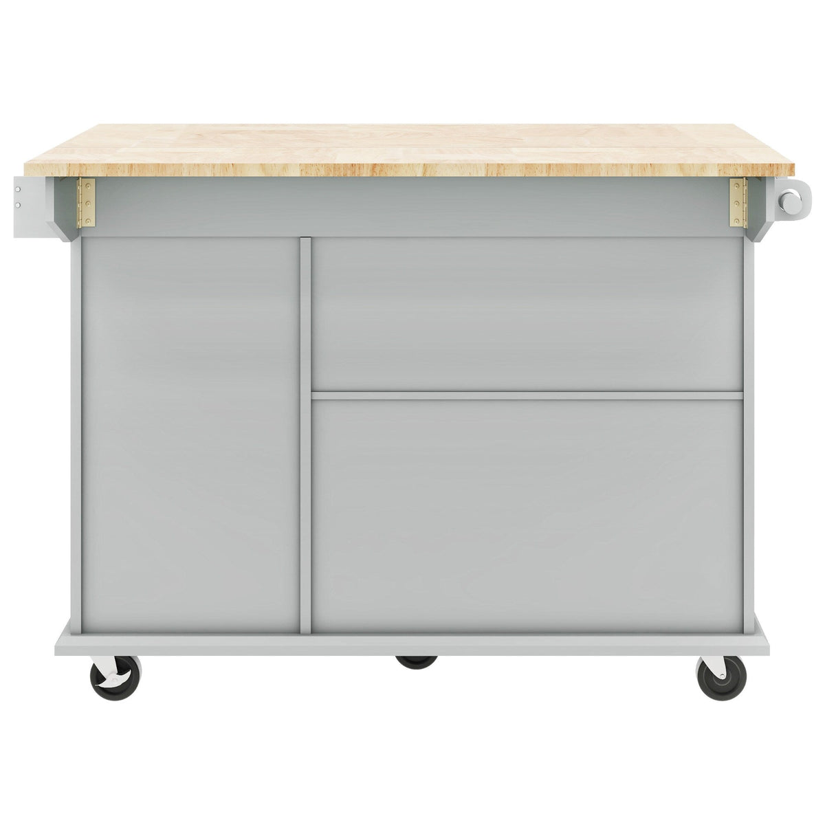 Xspracer Gray Mdf Base with Wood Top Rolling Kitchen Island (29-in x 54-in x 37-in)