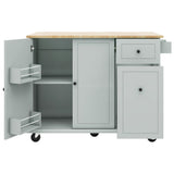 Xspracer Gray Mdf Base with Wood Top Rolling Kitchen Island (29-in x 54-in x 37-in)