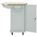 Xspracer Gray Mdf Base with Wood Top Rolling Kitchen Island (29-in x 54-in x 37-in)