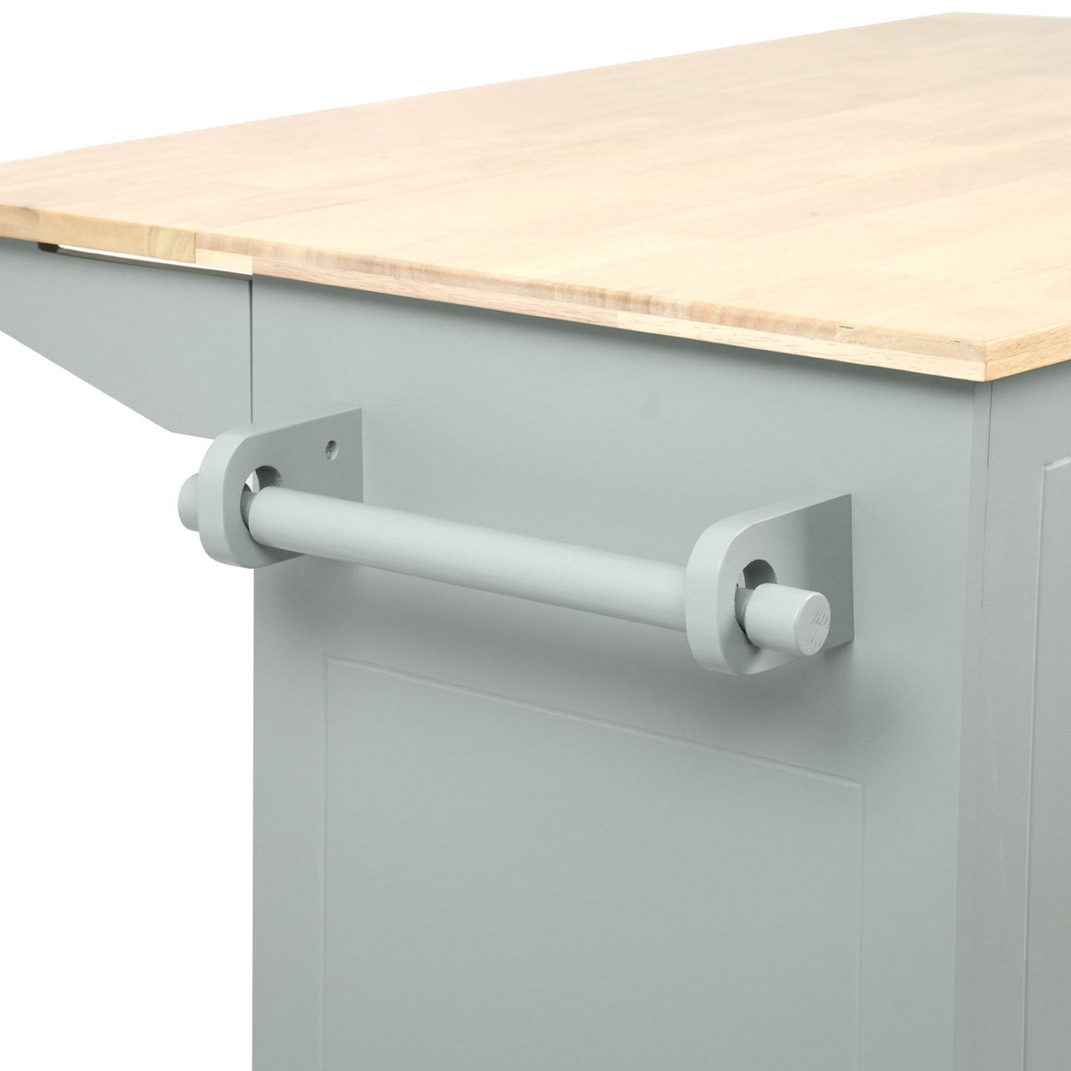 Xspracer Gray Mdf Base with Wood Top Rolling Kitchen Island (29-in x 54-in x 37-in)