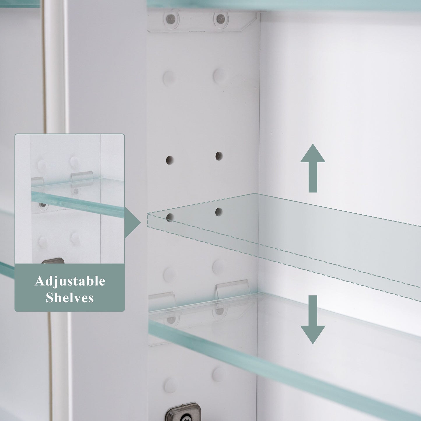 Forclover Solid Wood 40-in x 32-in Recessed Mount White Mirrored Soft Close Medicine Cabinet