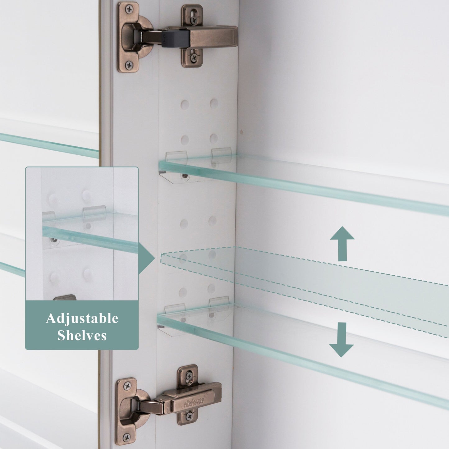 Forclover Solid Wood 48-in x 32-in Recessed Mount White Mirrored Soft Close Medicine Cabinet