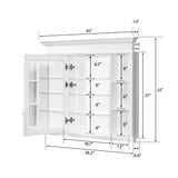Forclover Solid Wood 40-in x 32-in Recessed Mount White Mirrored Soft Close Medicine Cabinet