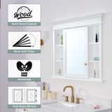 Forclover Solid Wood 40-in x 32-in Recessed Mount White Mirrored Soft Close Medicine Cabinet
