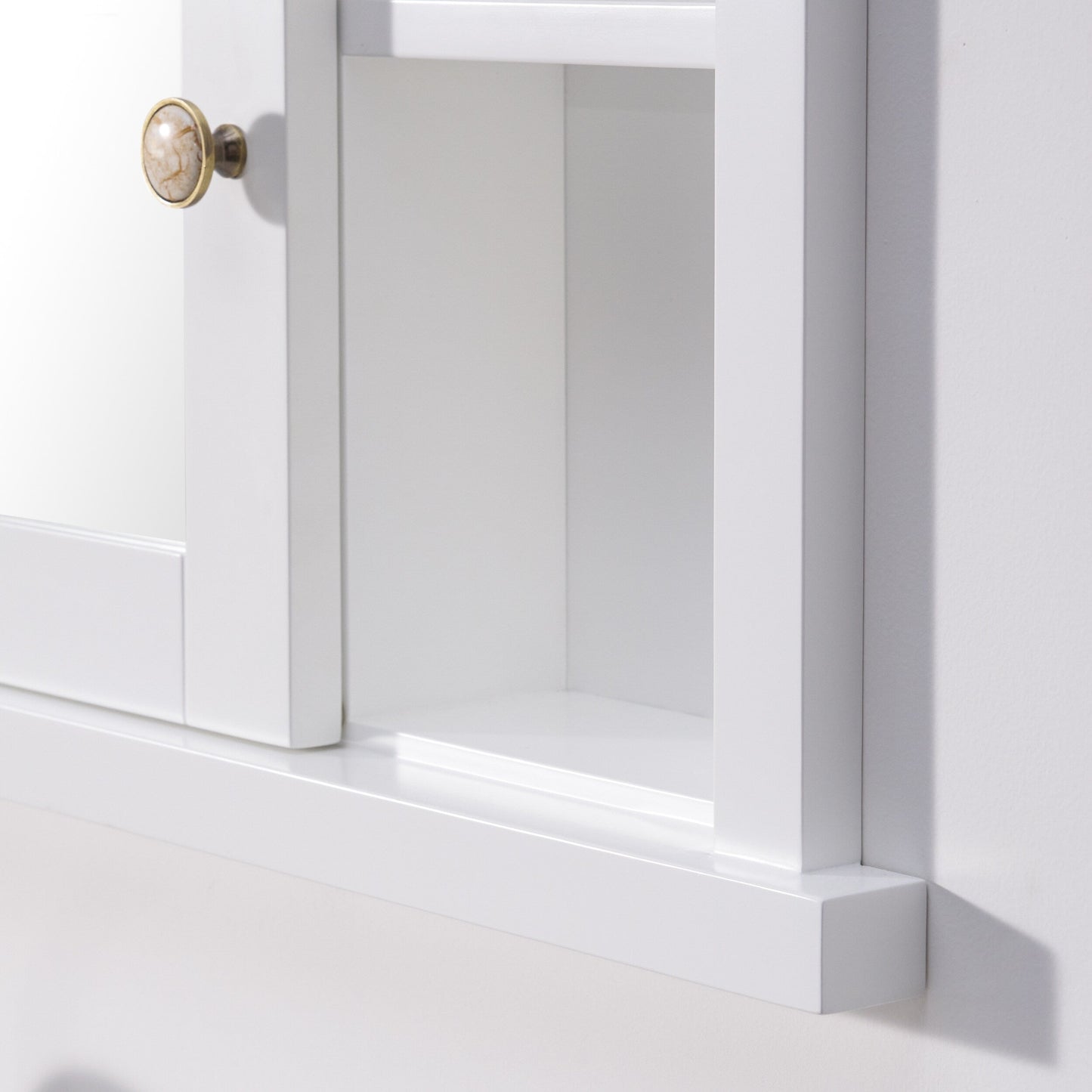 Forclover Solid Wood 40-in x 32-in Recessed Mount White Mirrored Soft Close Medicine Cabinet