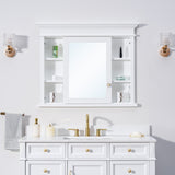 Forclover Solid Wood 40-in x 32-in Recessed Mount White Mirrored Soft Close Medicine Cabinet