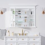 Forclover Solid Wood 40-in x 32-in Recessed Mount White Mirrored Soft Close Medicine Cabinet