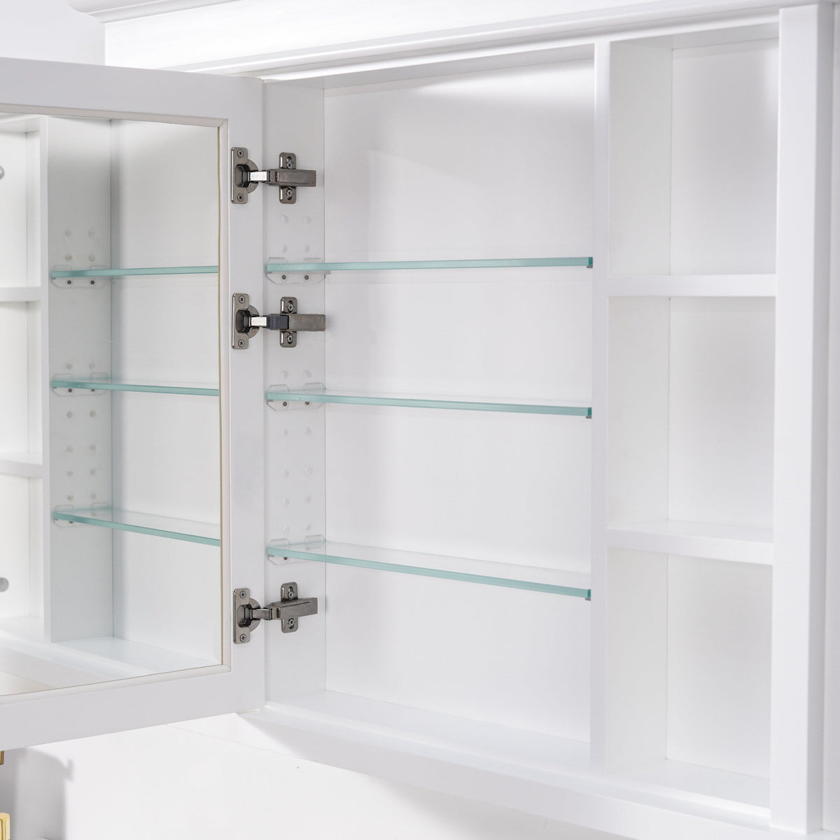 Forclover Solid Wood 40-in x 32-in Recessed Mount White Mirrored Soft Close Medicine Cabinet