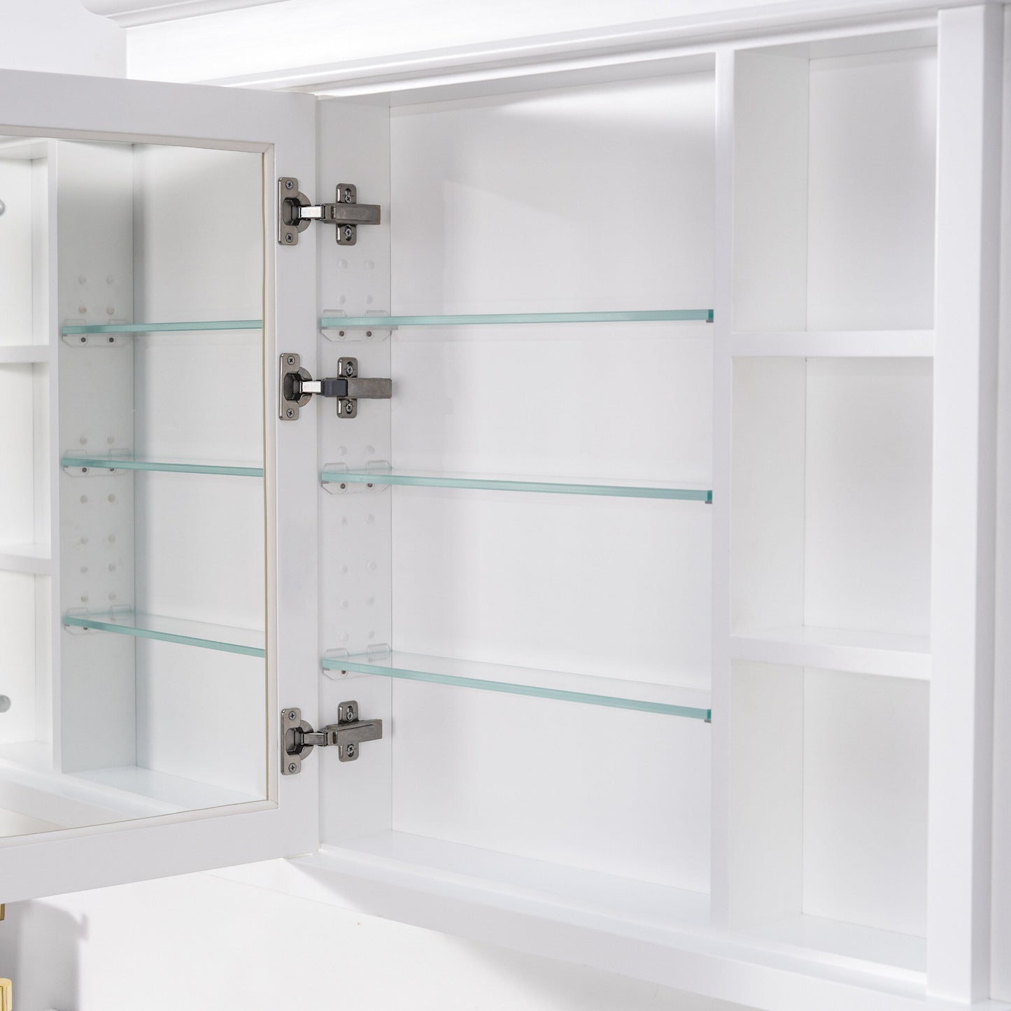 Forclover Solid Wood 40-in x 32-in Recessed Mount White Mirrored Soft Close Medicine Cabinet