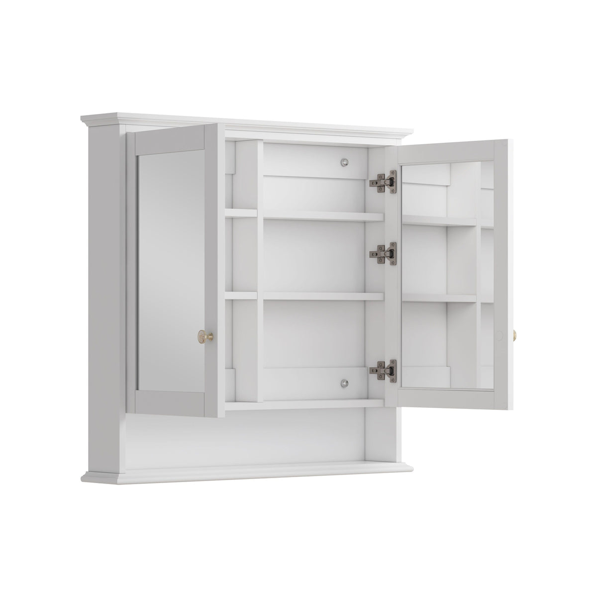 Forclover Solid Wood 36-in x 30-in Surface/Recessed Mount White Mirrored Soft Close Medicine Cabinet