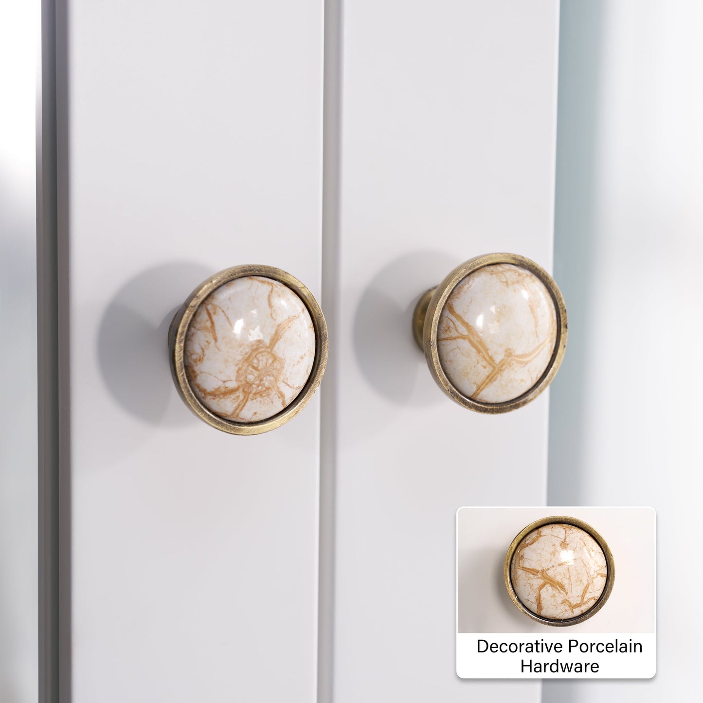 Forclover Solid Wood 36-in x 30-in Surface/Recessed Mount White Mirrored Soft Close Medicine Cabinet